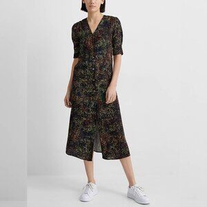 PS Paul Smith Black Paint-Splatter Button-Front Midi Dress
